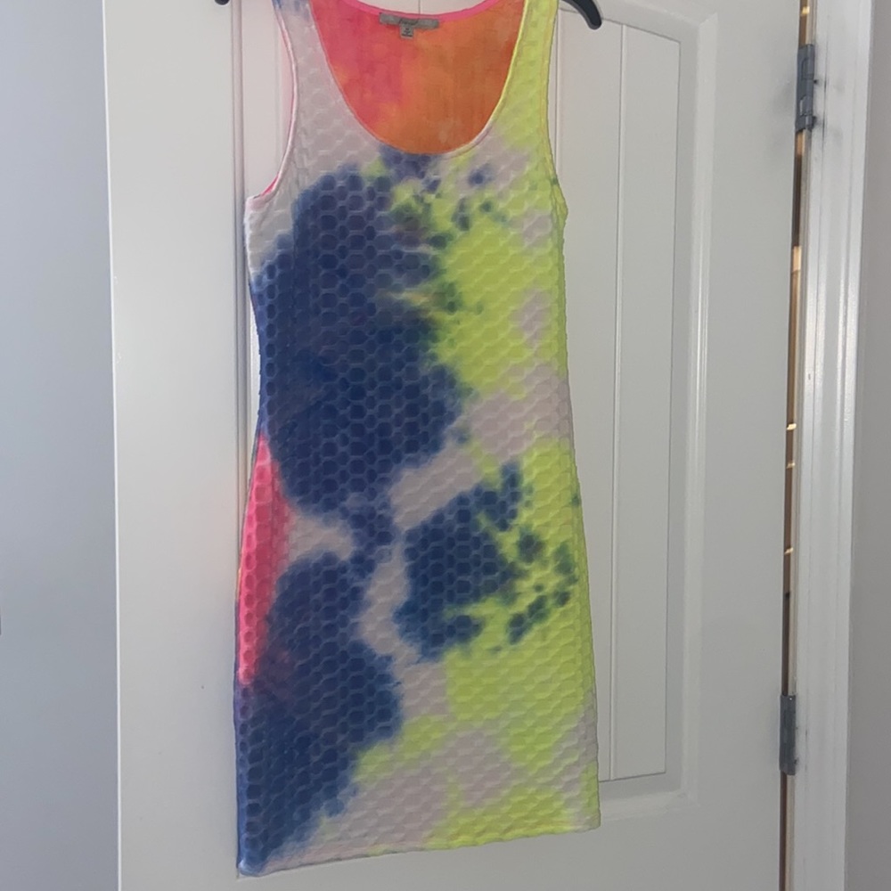 Papaya color splash dress